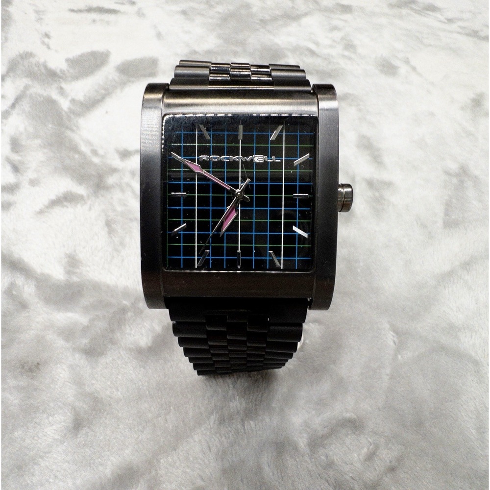 Rockwell Time The Rook 38mm Mens Watch New Band And Battery Grid Pattern Dial